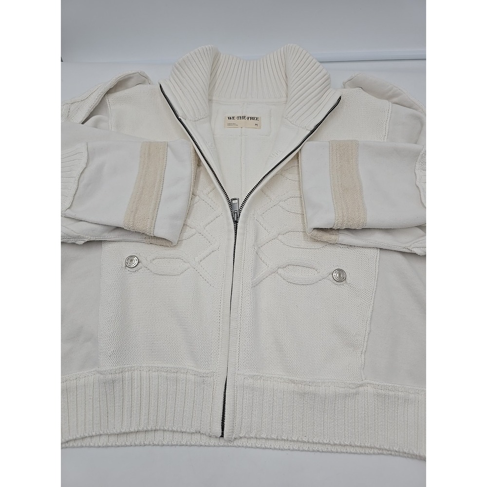 Free People Women's Natural We The Free Band Cardi Y2K Sweater Quiet Luxury M - Picture 9 of 12